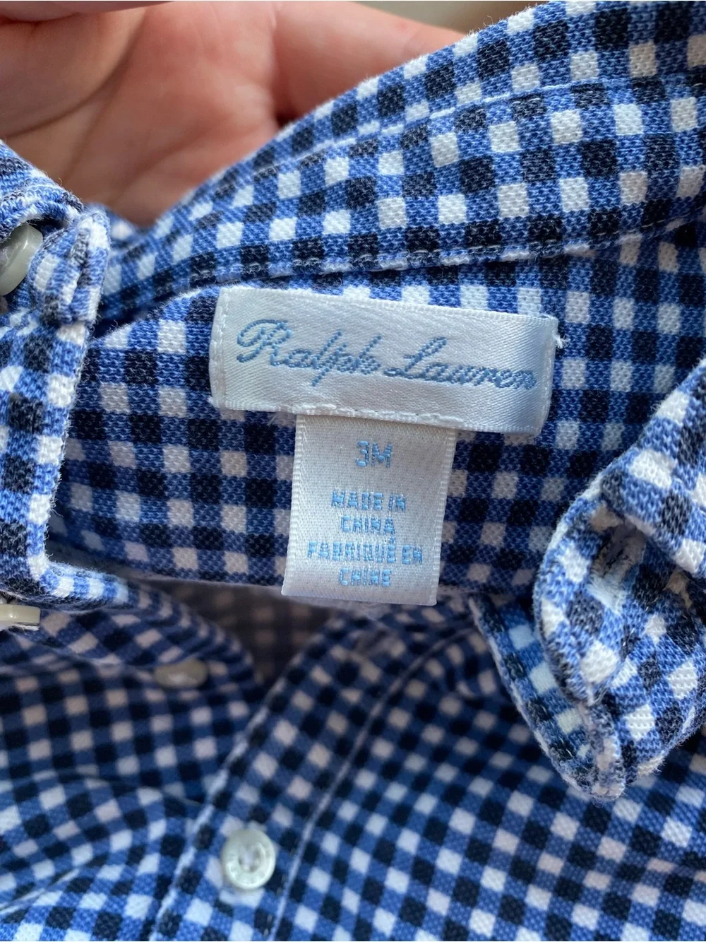 Ralph Lauren Boy’s Blue Gingham Button-Front Romper